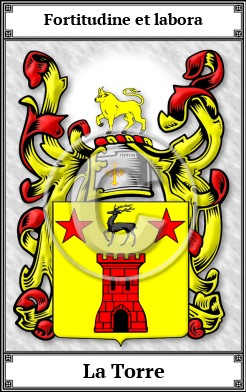 La Torre Family Crest Download (JPG)  Book Plated - 150 DPI